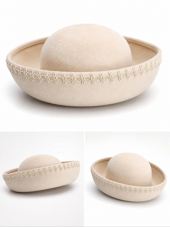 Vintage Ivory‎ felt Soutache hat main image 9